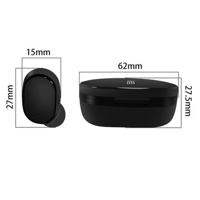 Бездротові bluetooth-навушники Redmi AirDots з кейсом, індикація заряду, black