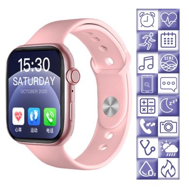 Умные смарт часы, Smart Watch FK99 PLUS IP68, 44mm Aluminium, 2 браслета, беспроводная зарядка, pink