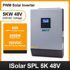 EASUN POWER SPL 5KVA 4000W Сонячний інвертор Чиста синусоїда 220VAC Вихід Вбудований PWM 48V 50A Сонячний контролер заряду, серый, ISolar SPL 5K, Виробник