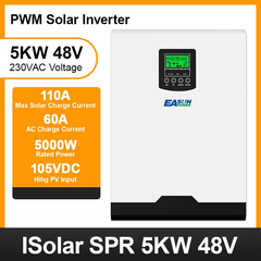 EASUN POWER SPR 5KW Сонячний інвертор 220VAC Вихід Чиста синусоїда 50A PWM 48V Сонячний контролер заряду із зарядкою 60A AC, Білий, ISolar SPR 5KW, Виробник