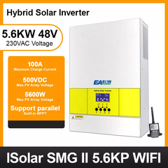 EASUN POWER SMH 5.6KW Солнечный инвертор PV вход 500Vdc 5500W Power MPPT 100A Зарядное устройство 220VAC 48VDC Чистый синусоидальный инвертор с WiFI, Белый, ISOLAR-SMG-II-5.6KW-WI-FI, Производитель