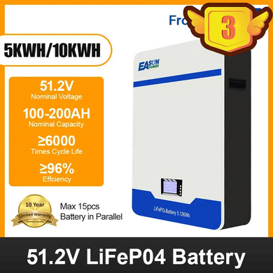 Easun 5 кВтг Powerwall 48 В Lifepo4 Батарея 51,2 В 100Ач 10 ​​років гарантії