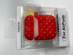 Чехол для AirPods 1/2 silicone case с камешками (red)