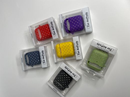 Чехол для AirPods 1/2 silicone case с камешками (purple)