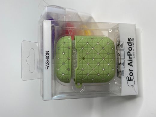 Чохол для AirPods 1/2 silicone case з камінчиками (green)